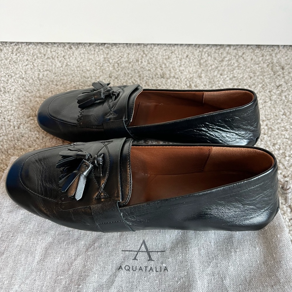Aquatalia Quinna Black leather driver/loafer size 8.5